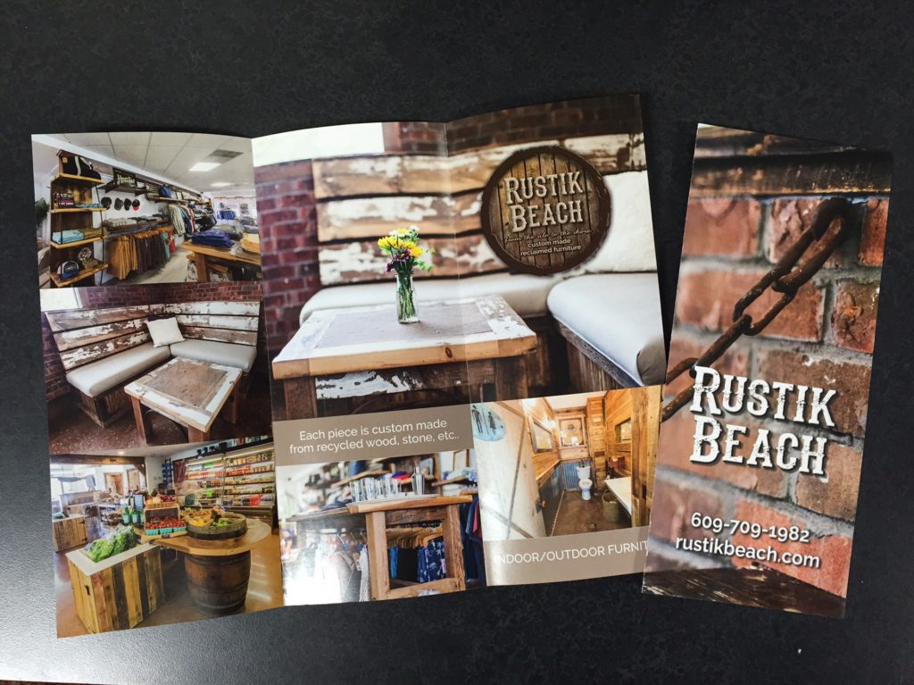 design logo and branding, and print tri -fold brochures for Rustik Beach from the silo to the shore