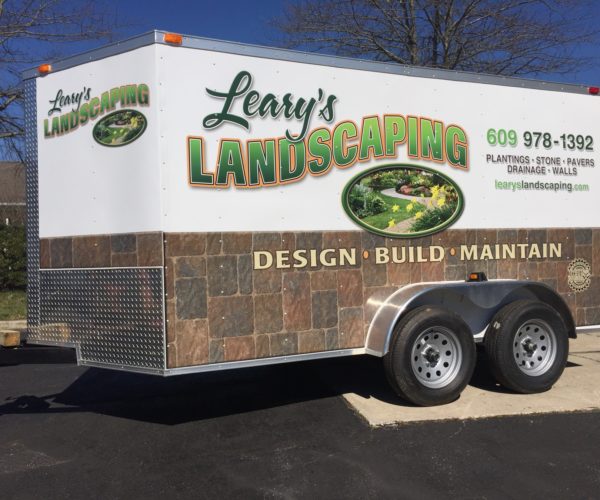Enclosed trailer wrap for Leary's landscaping