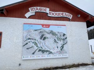 Magic Mountain Ski Area Trail Map and directional signs