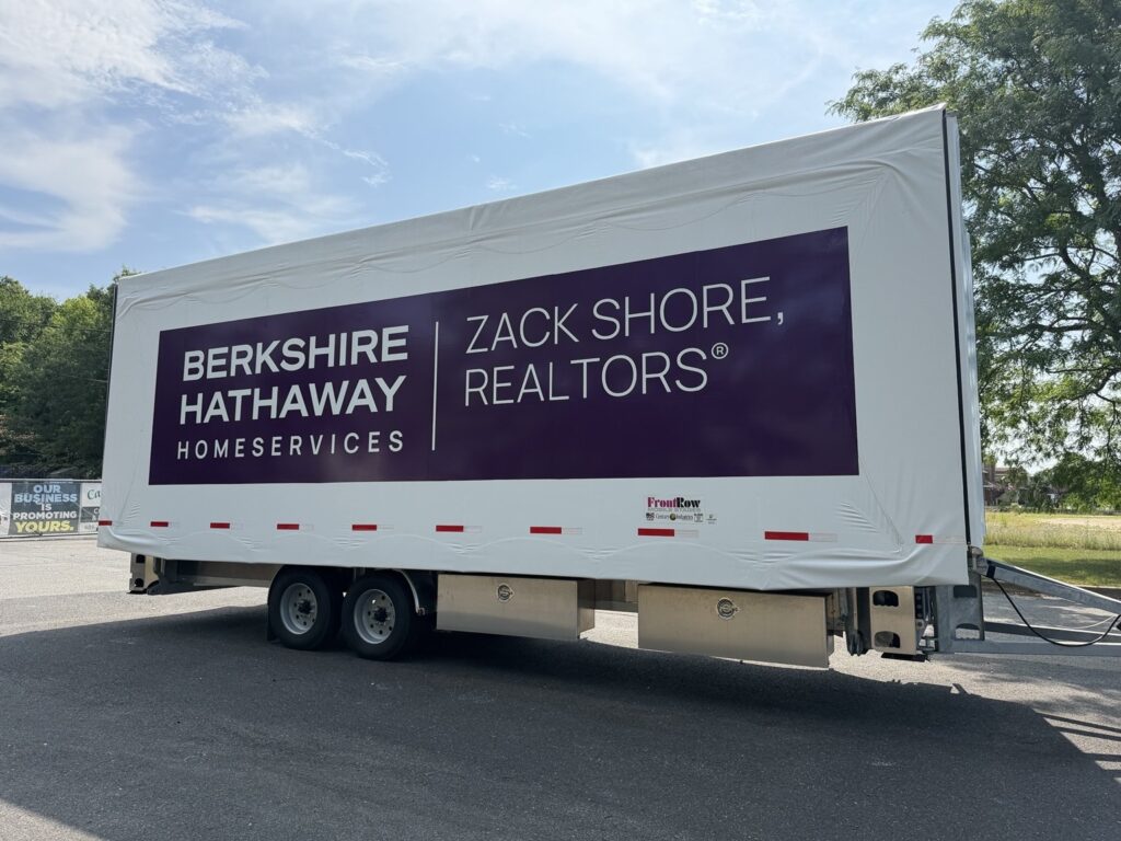 Berkshire Hathaway Zack Shore Realtors mobile stage trailer graphics